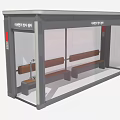 Modern Bus Stop Shelter Exterior With Glass Walls Gray Frame And Wooden Benches