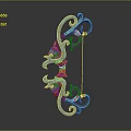Ornate Teal Bow Featuring Purple Decorative Curves And Intricate Design Elements