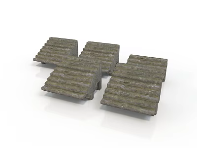 Gray Concrete Steps With Textured Surface And Multiple Units In Arrangement 3d model