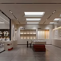 Modern Retail Store Interior With Display Shelves Lighting And Seating Area