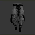 Gray Cargo Pants With Multiple Pockets Drawstring Waist And Elastic Cuffs 3d model