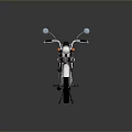 Vintage White And Blue Motorcycle With Black Seat Chrome Handlebars And Silver Wheels