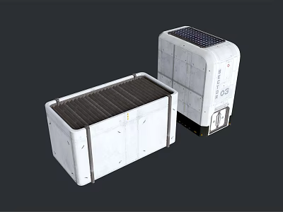 Dual White Industrial Container Devices With Solar Panel Top And Storage Design 3d model