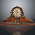 Vintage Wooden Mantel Clock With Carved Base And Roman Numeral Dial