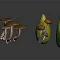Fresh Assorted Food Ingredients Including Mushrooms Pear And Zucchini On Dark Reflective Surface