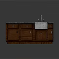 Wooden Kitchen Cabinets With Gray Countertop Sink And Faucet Design