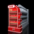 Coca-Cola Retail Store Interior With Red Illuminated Display Shelves And Bottles 3d model
