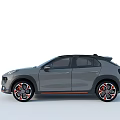 Gray Crossover Car With Modern Design LED Headlights Orange Accents And Alloy Wheels