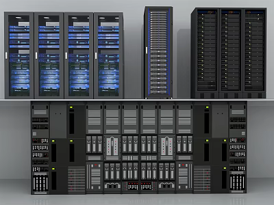Modern Data Center Server Racks With Multiple Computer Servers And Storage Units 3d model