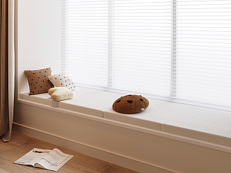 Modern Bay Window Cushion Cream Bay Window Cushion Pillow Cushion Venetian Blinds 3d model