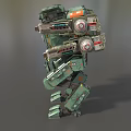 Robot AI Intelligent Green Intelligent Robot Artificial Intelligent Robot Future Warrior War Machine Low Face Number Low Model Simple Model Game Video Level 3d model
