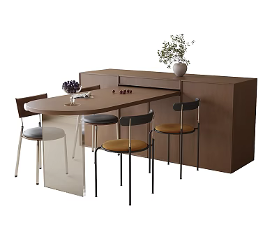 Modern Dining Table and Chair Dining Chair 3d model