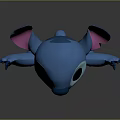 3D Stitch Cartoon Character Model With Blue Body Pink Inner Ears And Open Arms