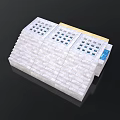 White Building Component Model With Stacked Blocks Blue Grid Panels And Yellow Accent Strips