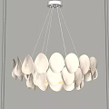 Modern Pendant Light With White Cream Teardrop Circular Shaped Panels Hanging Soft Lighting Ambiance