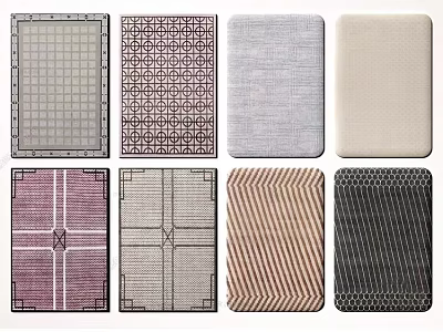 Variety Of Stylish Square Rugs With Different Patterns 3d model