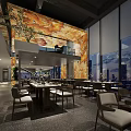 Modern Restaurant Interior Design With Natural Stone Decor Greenery And Art Lighting