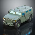 Green Armored Military Vehicle With Off Road Wheels Tinted Windows And Roof Lights