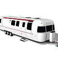 Stylish White Recreational Vehicle With Red Stripes Windows Wheels And Hitch