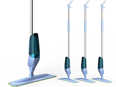 Household Cleaning Tools Four Mops with Ergonomic Handles and Absorbent Heads 3d model