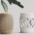 Modern Woven Texture Stools With Hollow Patterns And Ceramic Material Design 3d model