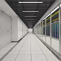 Data Center Interior With Server Racks Ceiling Pipes Lighting And Tiled Floor 3d model