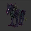 Mythical Wolf Game Movie Character 3D Model With Glowing Eyes Sharp Features And Stone Texture