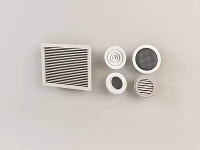 Different Types of Air Conditioner Air Vents with Square Round and Grille Designs 3d model