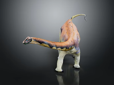 Colorful Sauropod Dinosaur Model With Long Neck Long Tail And Dark Background 3d model