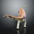 Colorful Sauropod Dinosaur Model With Long Neck Long Tail And Dark Background