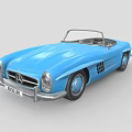 Vintage Blue Mercedes Convertible Roadster Car With Classic Retro Design