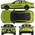 Lime Green BMW M4 Two Door Coupe With Black Wheels And Sporty Exterior Design