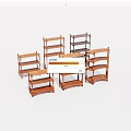 Multiple Wooden Shelving Units With Various Designs For Home Storage 3d model