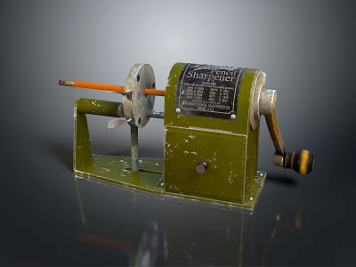 Vintage Green Manual Shaper Tool With Orange Rod And Metal Handle 3d model