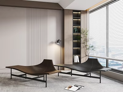 Modern Leisure Chairs With Sleek Design Metal Frame In Indoor Setting Near Window 3d model