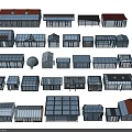 Various Architectural Models With Different Roof Designs And Window Structures