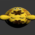 Giraffe Head Toy With Yellow Surface Orange Spots Brown Mane Smiling Face And Green Eyes