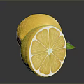 Vibrant Fresh Whole And Sliced Lemons With Green Leaf On Dark Background