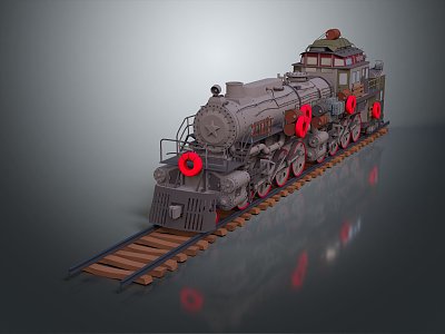 industrial LOFT train vintage train steam train carriage locomotive head 3d model