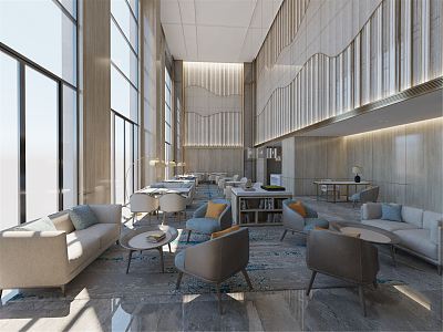 Modern Hall Hotel Lobby 3d model