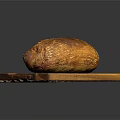 Fresh Baked Loaf Of Bread On Wooden Cutting Board With Texture