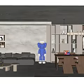 Modern Guest Restaurant Home Guest Restaurant Combination Multi-person Sofa Leisure Chair Coffee Table Combination Dining Table and Chair Combination Ornaments Combination 3d model