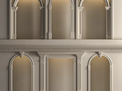 Classical Decorative Arches With Columns And Ornamental Wall Details For Interior Design 3d model