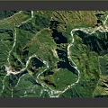 3D Mountain Landscape Model Featuring Green Hills Rolling Contours and River Path on White Base 3d model