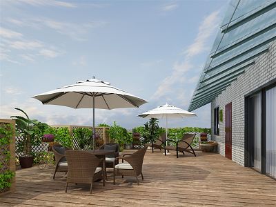 Modern Balcony Furniture Balcony Garden Balcony 3d model