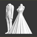 Elegant White Wedding Dress And Groom Suit Formal Attire For Bridal Events