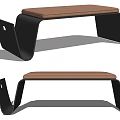 Minimalist Modern Footstool With Black Metal Frame And Brown Leather Cushion
