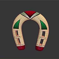 Colorful U Shaped Decorative Household Item With Red Green Beige Geometric Patterns