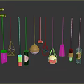 Modern Pendant Light Combinations With Various Geometric Shapes And Metallic Finishes
