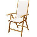Wooden Frame Armchair With White Mesh Fabric And Folding Design